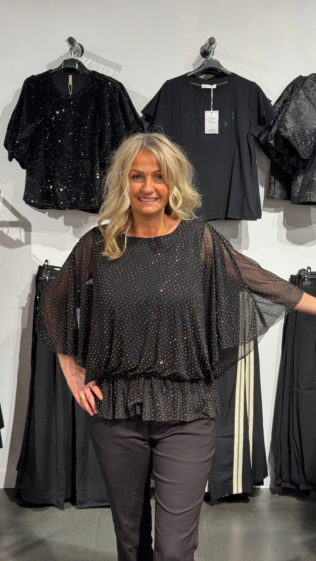 Mesh batwing top