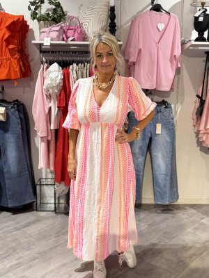 Summer dress, patterned pink/orange