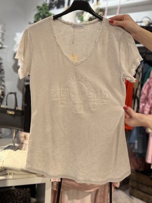 Beige t-shirt med tryck 