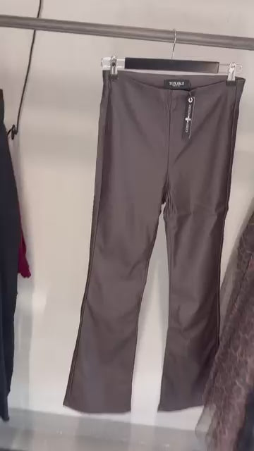 Skinn leggings flared- brun