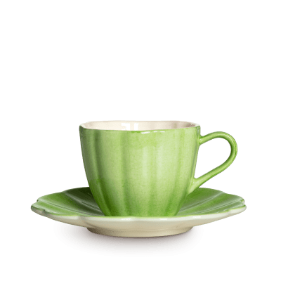 Oyster kopp med fat 25cl grön