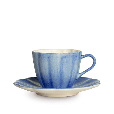 Oyster kopp med fat 25cl ljusblå 